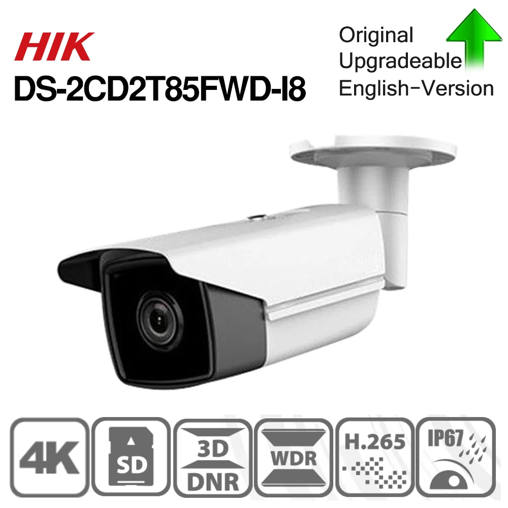 Предпродажа Hikvision оригинальная DS-2CD2T85FWD-I8 8MP(4 K) ИК фиксированная цилиндрическая сетевая камера H.265+ POE IR 80m 128GB Макс IP67 10 шт./лот