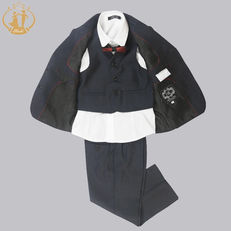 Nimble Brand 2016 Formal Party Tuxedo Clothes Suit Boy Blazer Set Jacket Pant Vest Children Clothing