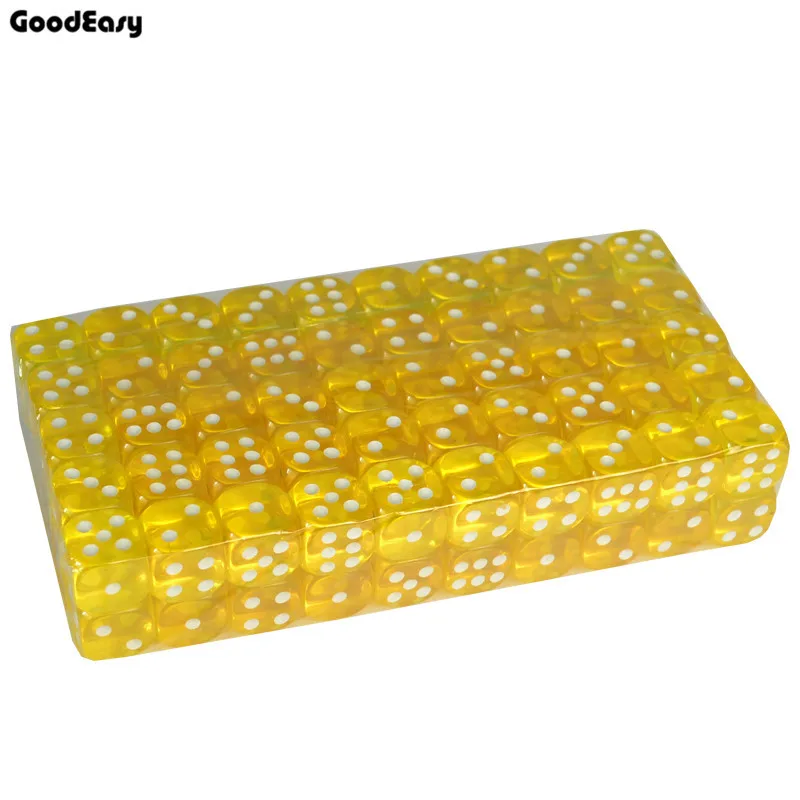 16 мм желтый акриловый казино цифровой многогранный набор игральных костей шестигранный точечный Забавный кубик для настольной игры D6 рг-игры вечерние игровые кубики для азартных игр
