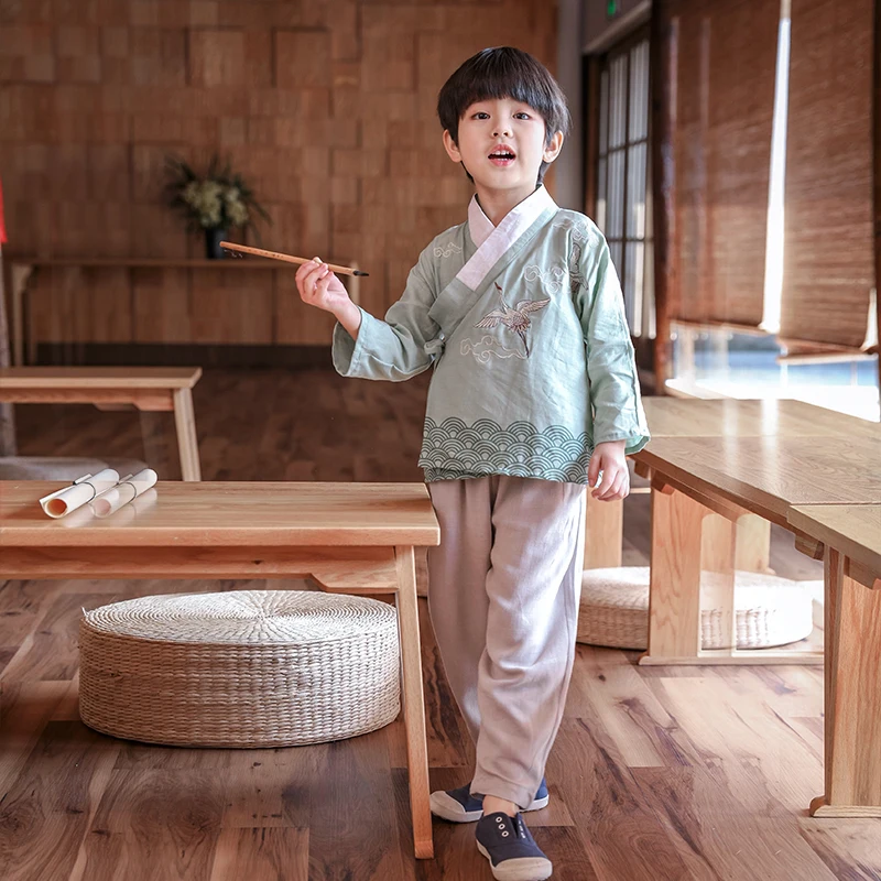 Китайский Hanfu Одежда для мальчиков в китайском стиле для детей, костюм для китайского народного Костюмы Летняя Детская древний Феи в Корейском стиле династии Тан Цин Hanfu DQS1433