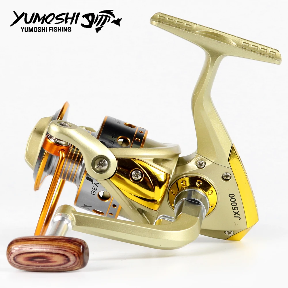 YUMOSHI Metal Spool Spinning Fishing Reel 12BB Superior Wheel for Freshwater Saltwater Fishing 1000-7000 Series 5.5:1 Wheel reel