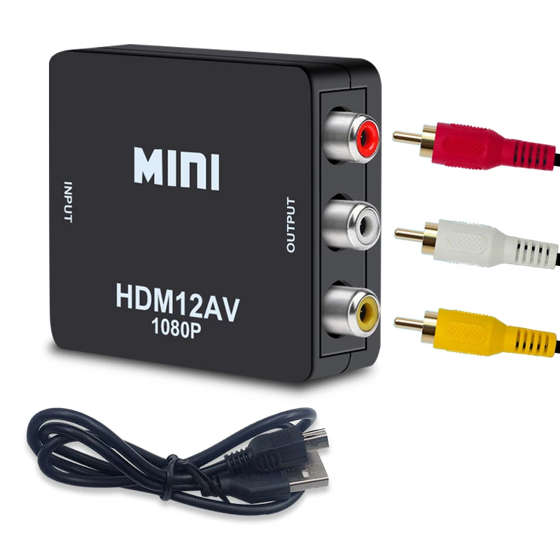 Hdmi To Rca HDMI TO AV Scaler Adapter HD Video Converter Box 1080P HDMI2AV Support NTSC PAL