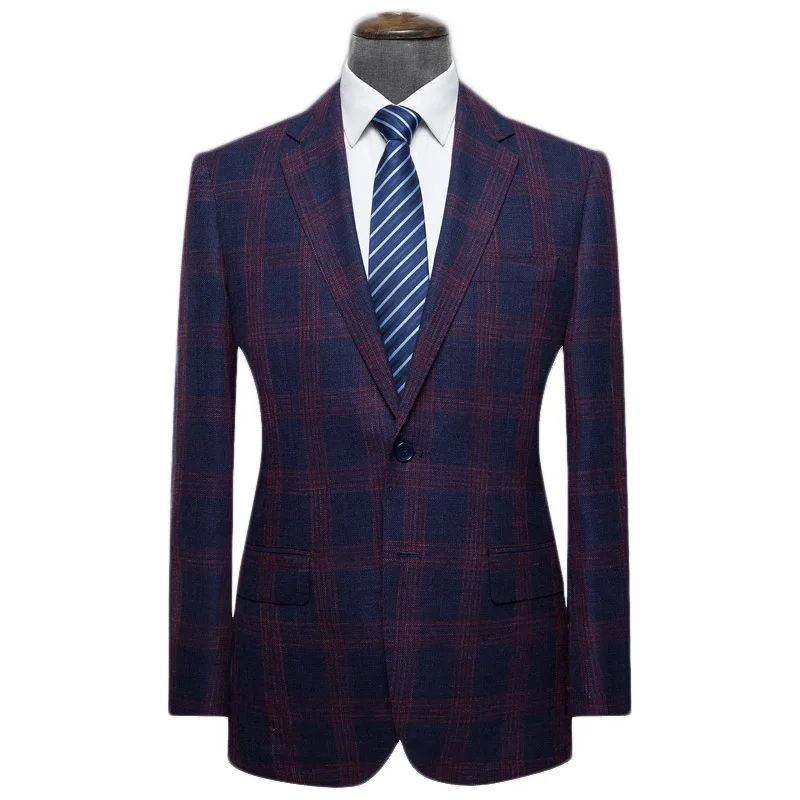 Mens Plaid Suits Custom Made Purple blue Plaid Suits For Men Tailor