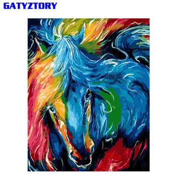 

GATYZTORY Frameless Picture Horse Animals DIY Painting By Numbers Kit Acrylic Paint On Canvas Handpainted For Home Decor 40x50cm