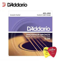 D'Addario EJ26 Фосфорная бронза акустической гитары, пользовательские свет, 11-52 Daddario гитарные струны (с 2 шт. выбирает)