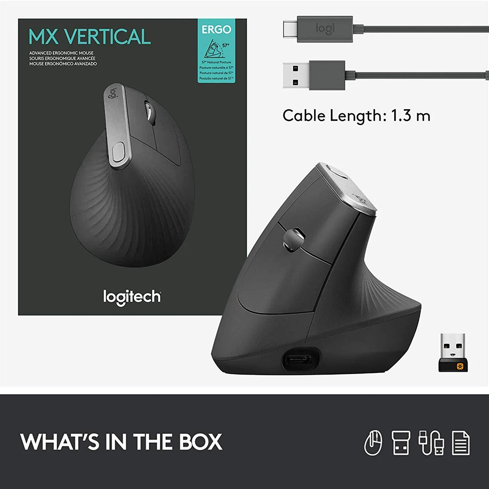 Вертикальная Беспроводная Bluetooth эргономичная мышь logitech MX Advanced