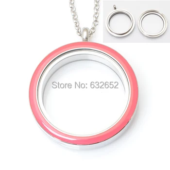 

30mm stainless steel round Twist floating lockets , rose color with free 50-55cm chain FN2008