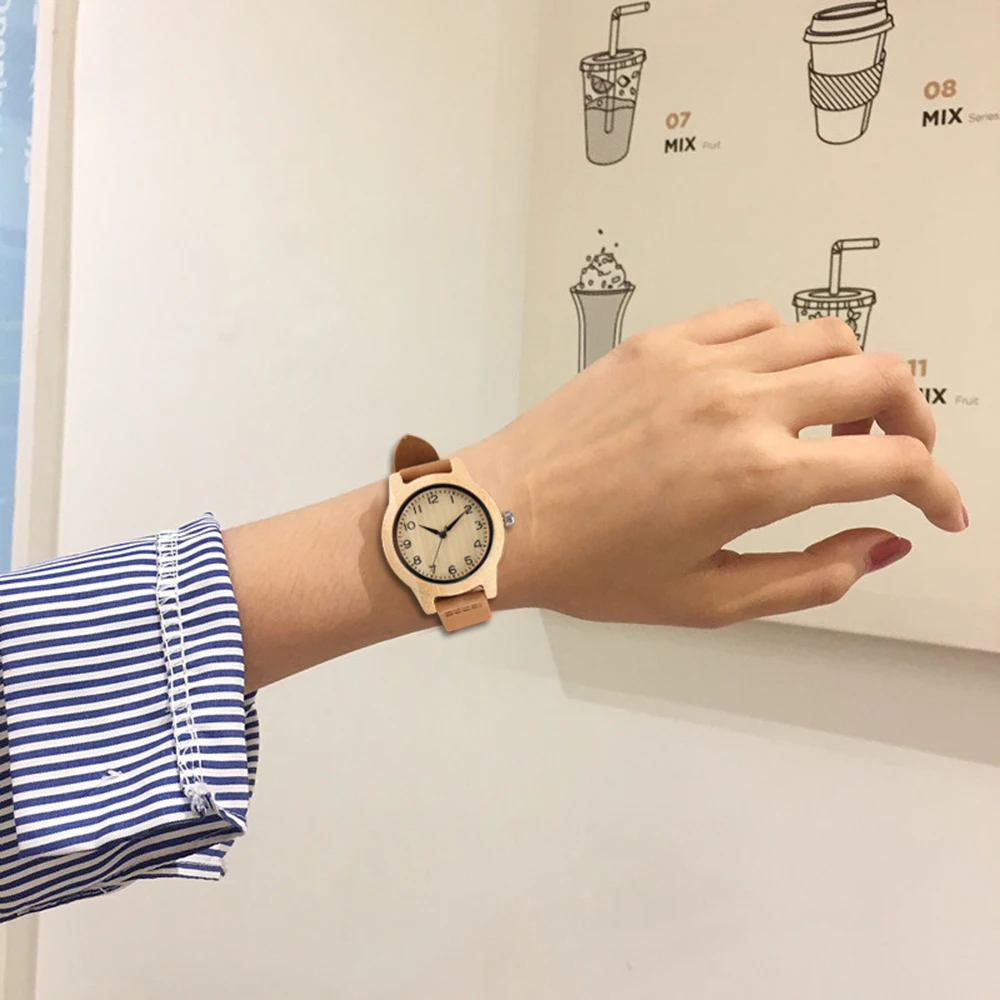 YISUYA Simple Wooden Wrist Wtach Women Timber Bangle Clock Nature Creative Ladies Watches Bamboo Wood Quartz Clock relojes mujer (15)