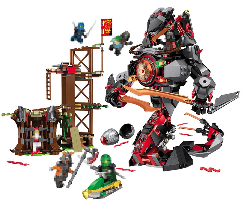 

LELE 734PCS NEW Ninja Series Best Technic Building Blocks Sets Ninja VS Snake Boss The Time Armor Snake Favorite Toys