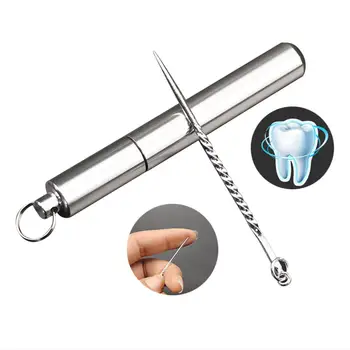 

Simple Portable S990 Silver Toothpick Portable Aluminum Alloy Toothpick Innovative Mini Fruit Picker Home Accessories