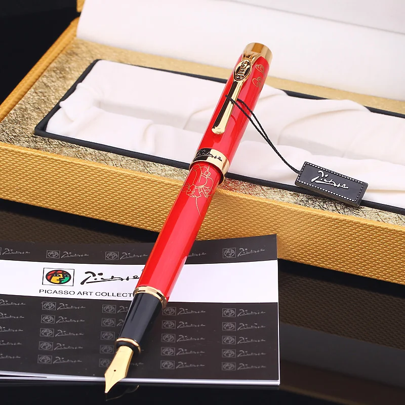 

High Quality Office Accessories Pimio 933 Red and Gold Clip Metal Founain Pen with 0.5mm Iridium Nib for Christmas Gift Ink Pens