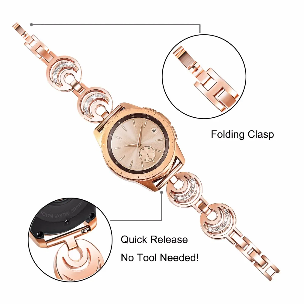 Женский ремешок для часов из нержавеющей стали для samsung Galaxy Watch 42 мм/Active 2 40 мм 40 мм быстроразъемный ремешок ювелирные изделия с бриллиантами
