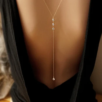 

ZN Women Boho Gold Beach Bib Crystal Wedding Summer Dress Backdrop Back Necklace Jewelry