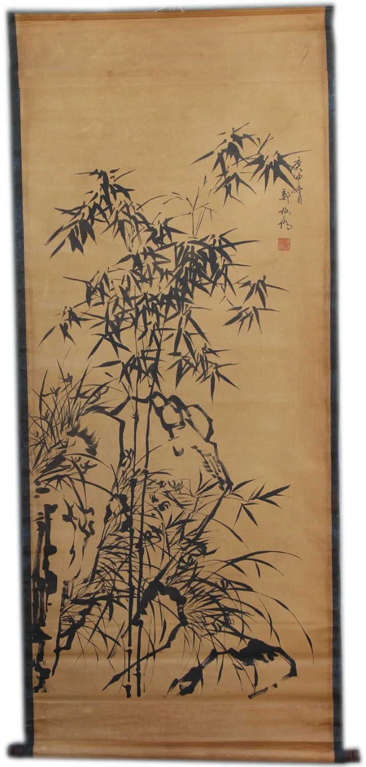 

Rare Hand-painted QingDyansty Chinese vertical axis paintings,Ink bamboo,hand drawn, free shipping