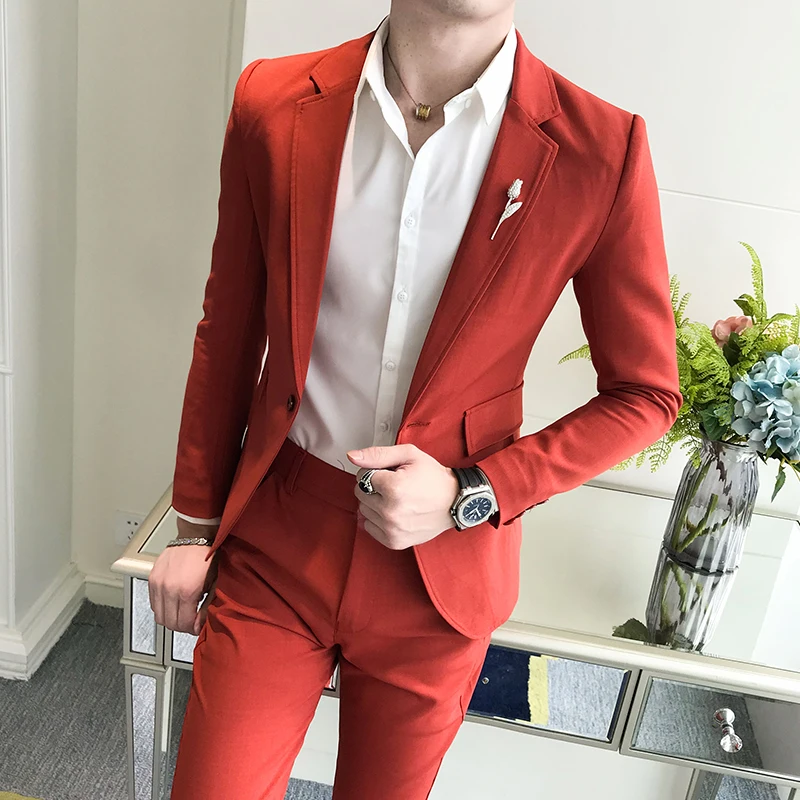 2019 Spring Latest Coat Pant Designs Smoking Mens Suits with Pants Red ...