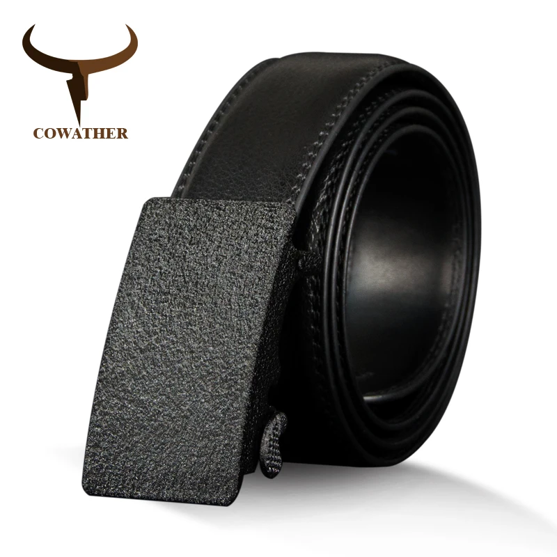

COWATHER Cow Genuine Leather Men's Belt Vintage Cowhide Belts for Men High Quality Male Strap Automatic Metal Buckle 110-130cm
