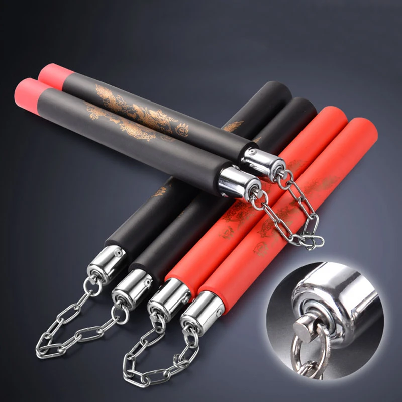 Children Sponge Nunchakus Kung Fu Martial Foam Stainless Steel Chain Training