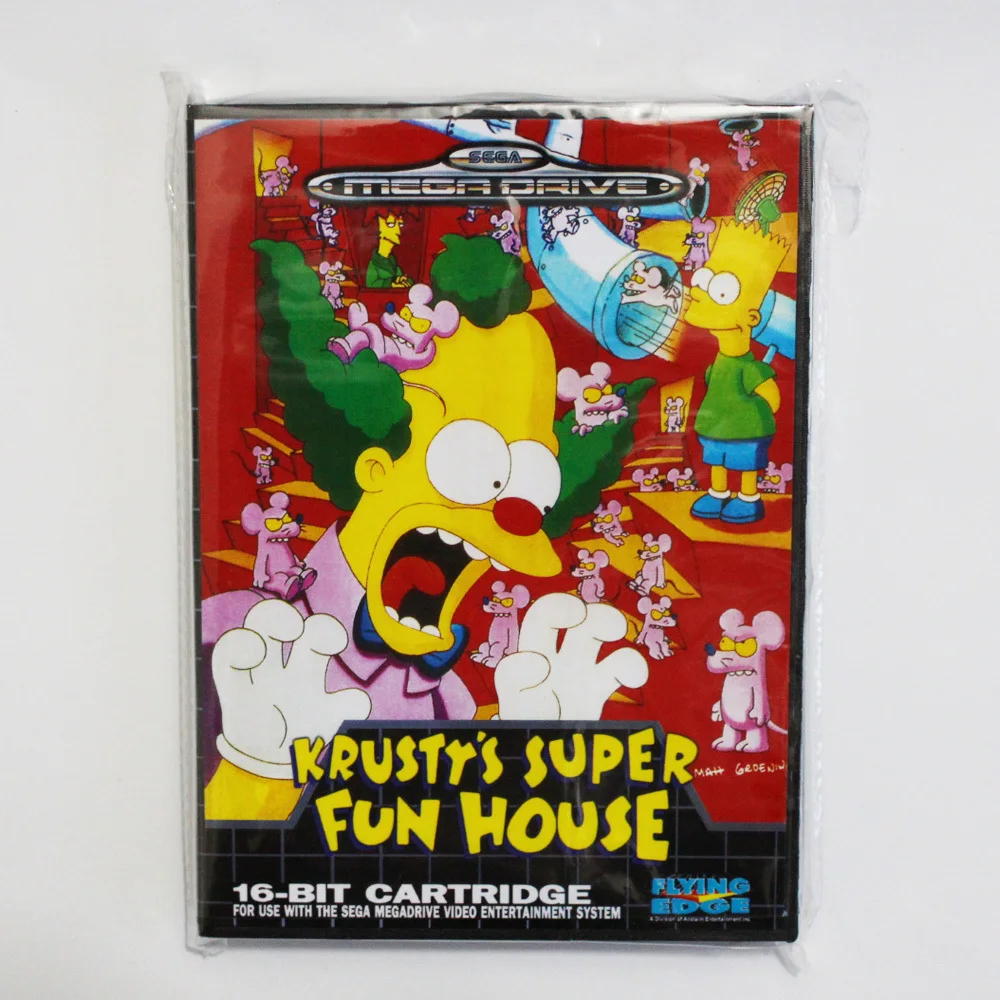 Красти супер Fun House игры Картридж 16 бит MD карточная игра с коробку для Sega Mega Drive для бытие