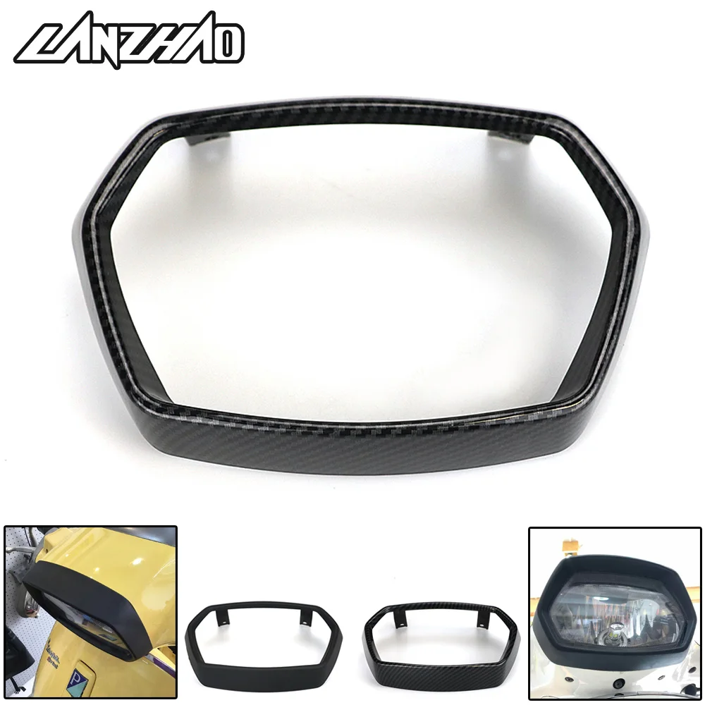 Motorcycle Headlight Rim Cover Assembly Head Lamp Guard Black Carbon