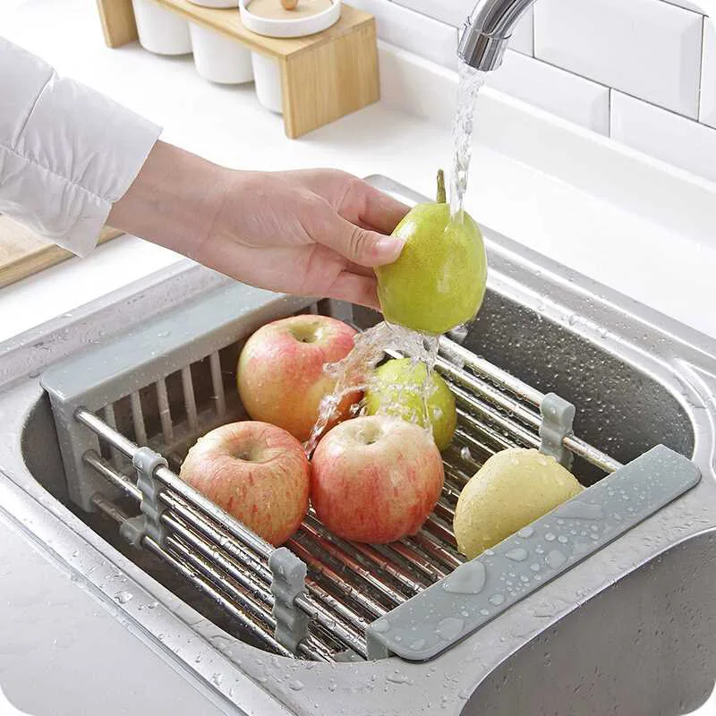 Economical Retractable Sink Water Filter Rack Drain Basket Stainless Steel Kitchen Sink Dish Drainer Counter Best Price