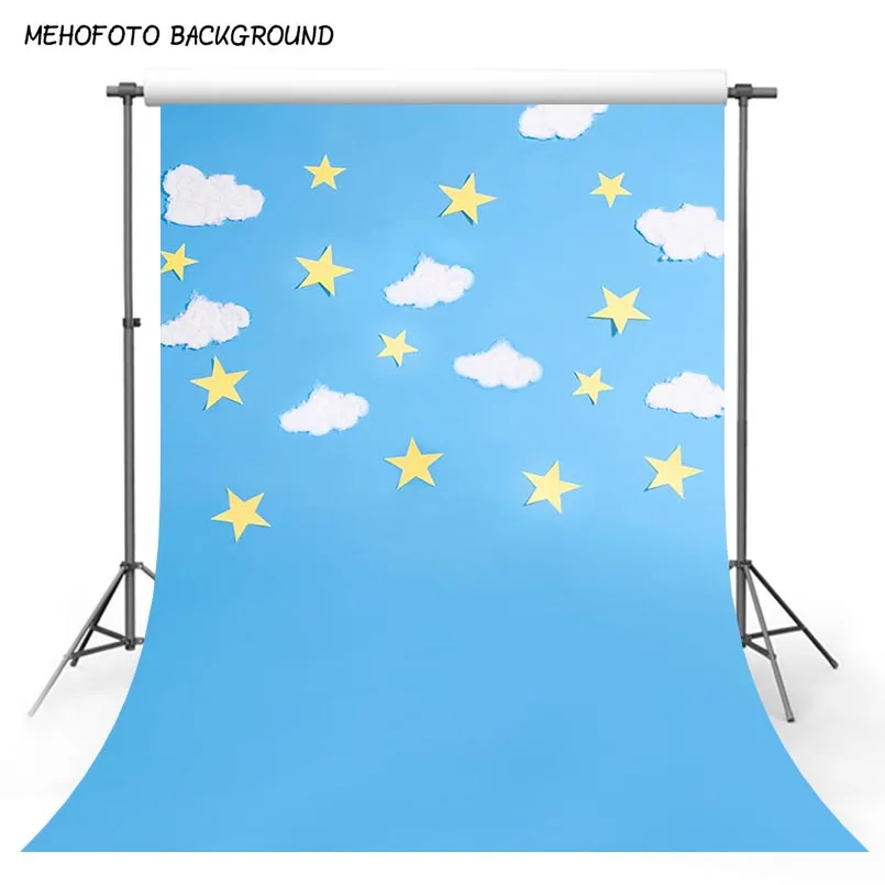 Фото синий фон 3x5 белые облака Twinkle звезды фотографии фоном Neworn ребенок показывает фотосессия реквизит