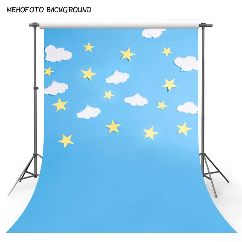 Blue Photo Background Backdrop 3x5 White Clouds Twinkle Stars Photography Neworn Baby Shows Photoshoot Props | Электроника