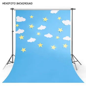 

Blue Photo Background Backdrop 3x5 White Clouds Twinkle Twinkle Stars Photography Background Neworn Baby Shows Photoshoot Props