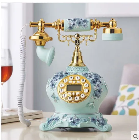 Home happiness flower telephone Europe type table topper telephone home fixed antique phone vintage wireless