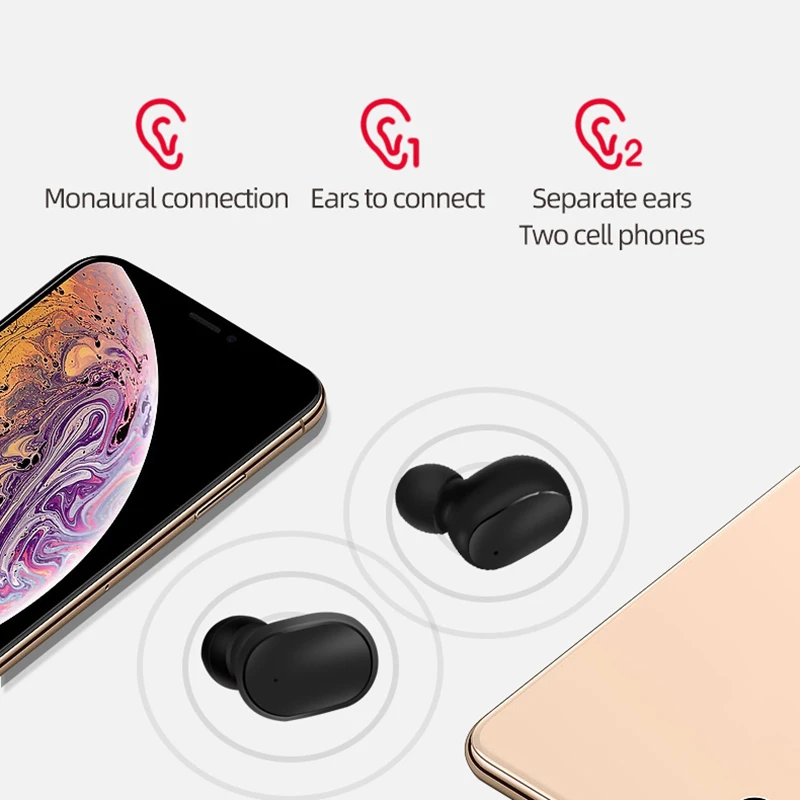 A6S TWS Bluetooth 5 0 Headsets For Redmi Airdots Wireless Earbuds Earphone Noise Cancelling Mic for Xiaomi iPhone Huawei Samsung