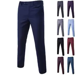 Высокое качество Для мужчин дикий отдых деловые брюки Для мужчин Повседневное хлопок середине талии 9 цветов 9 Размеры прямые брюки для
