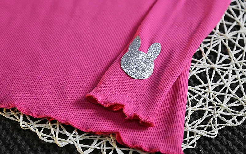 Сезон осень; блузка для девочек; водолазка с длинными рукавами для девочек; рисунок с кроликами; детская одежда с рукавами; одежда для детей