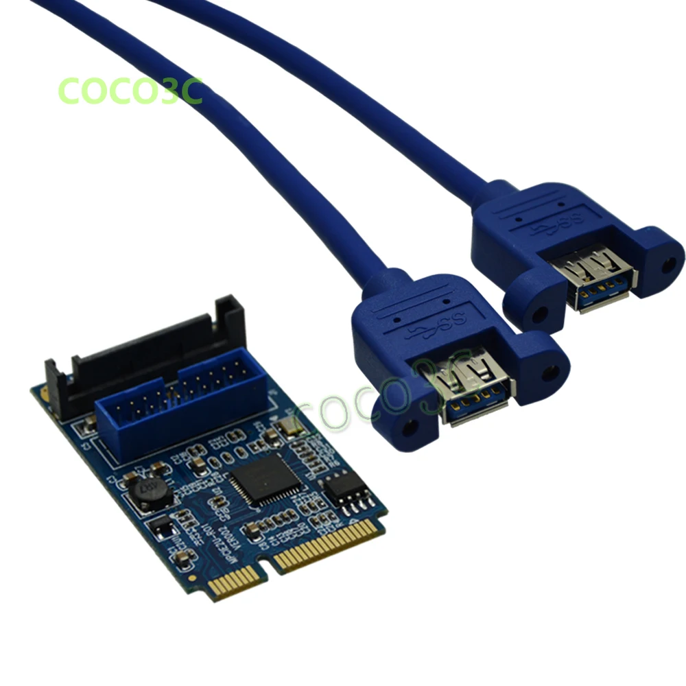  Mini PCIe a Doble Adaptador USB 30 mini-ITX placa base a 19P USB tarjeta hembra cabezal a USB3.0 ca