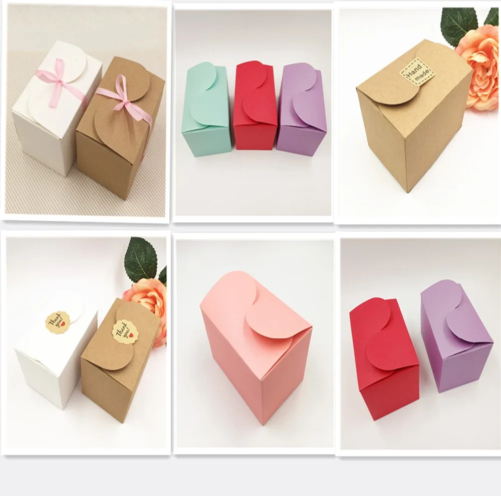 High Quality Paper Box With Free Stickers and Strings Sealing For Weeding Gift Doll Package Kraft Cardboard Cuboid 24Pcs/Lot | Дом и сад
