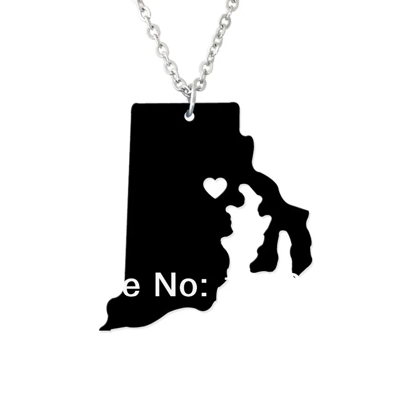 State jewelry-I heart Rhode ожерелье с изображением острова-кулон карта-массивная подвеска-Персонализированные Монтана Карта Сердце ожерелье