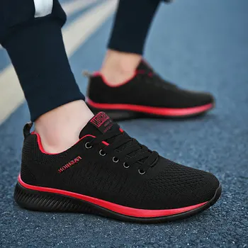 

2019 New Male Trainer all black Lightweight Casual flats Shoes weave Men's Sneakers Shoes Breathable Mesh Casual Shoes LK-94
