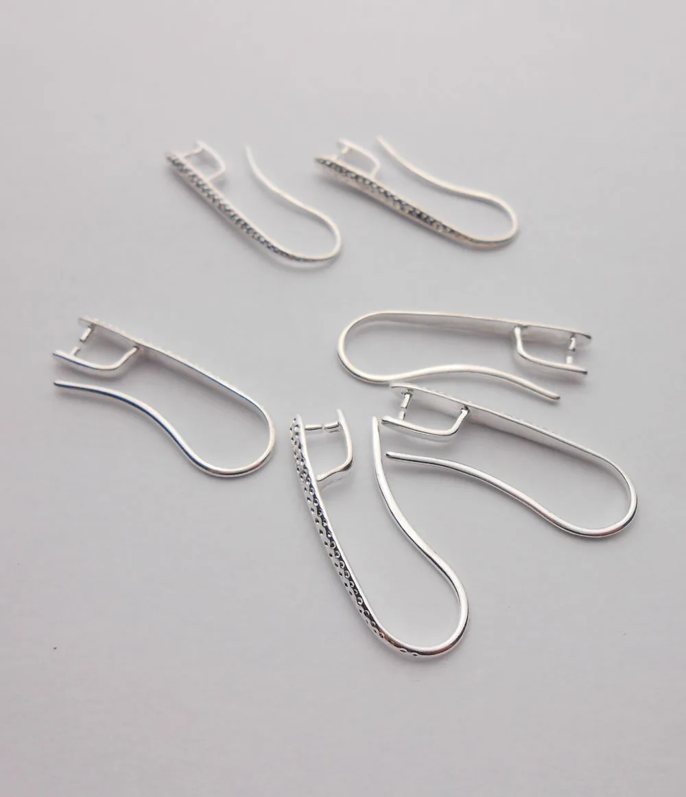 Wholesale Jewelry Findings 925 Silver Plated Pinch Bail Ear Wire Hook Earring G1 