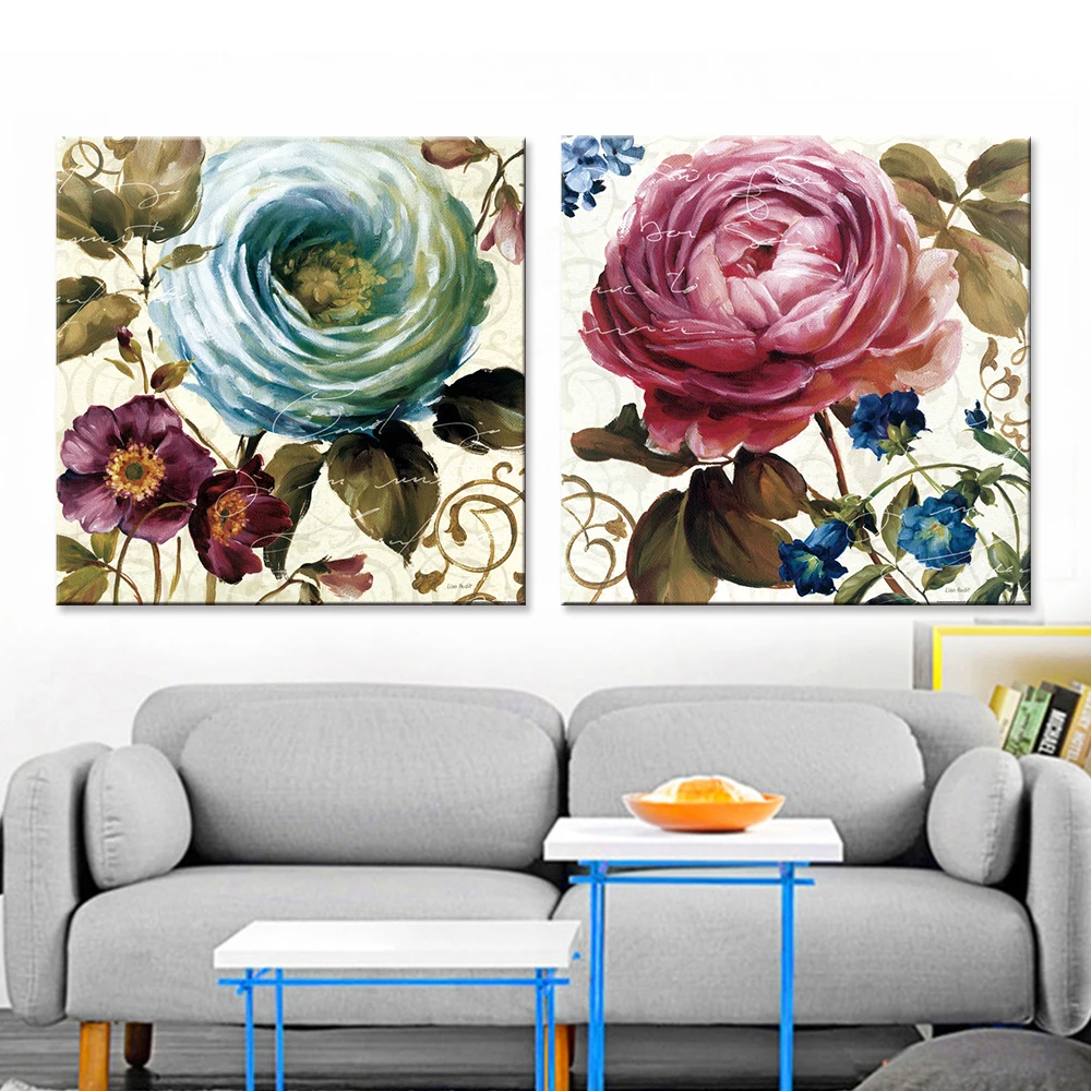 Картина маслом Настенная картина холст абстрактные синие цветы Современная