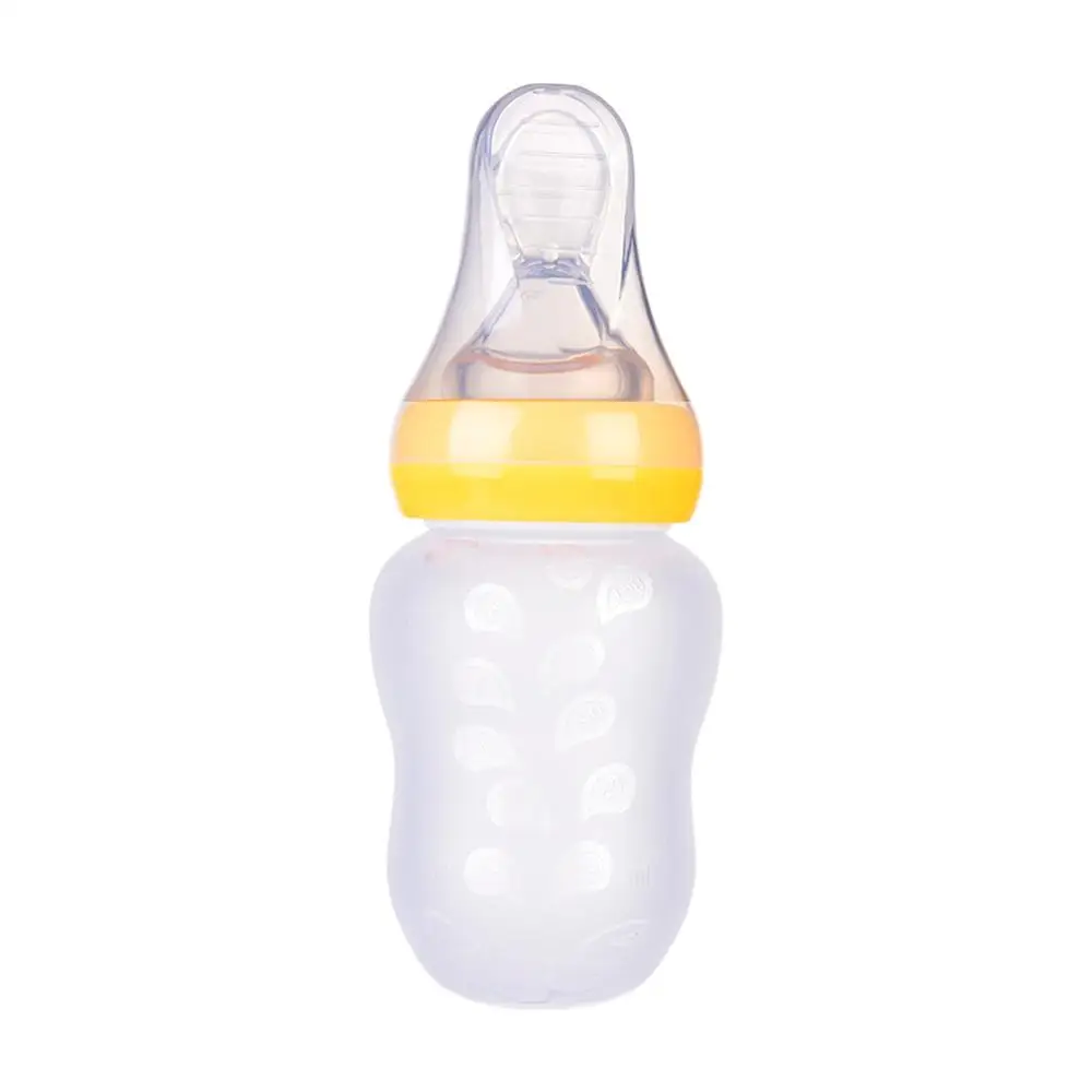 180 мл силиконовая ложка с мягкой головкой для новорожденных, бутылочка для кормления, набор для младенцев, для детей, для восточных детей, мушистый рис, для приема лекарств, не содержит бисфенола - Цвет: Оранжевый