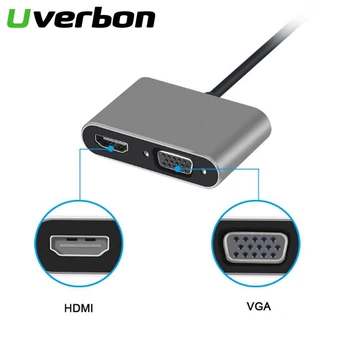 

USB3.1 to HDMI VGA Adapter 4K*2K HD 1080P Multi-Display 2-in-1 USB to HDMI Converter Audio Video Cable For Macbook Computer
