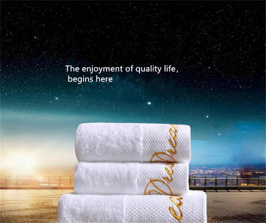 5 Star Hotel  Bath Towel set Luxury Embroidery White100% Cotton Large Beach Towel Brand Absorbent Quick-drying Bathroom Towel