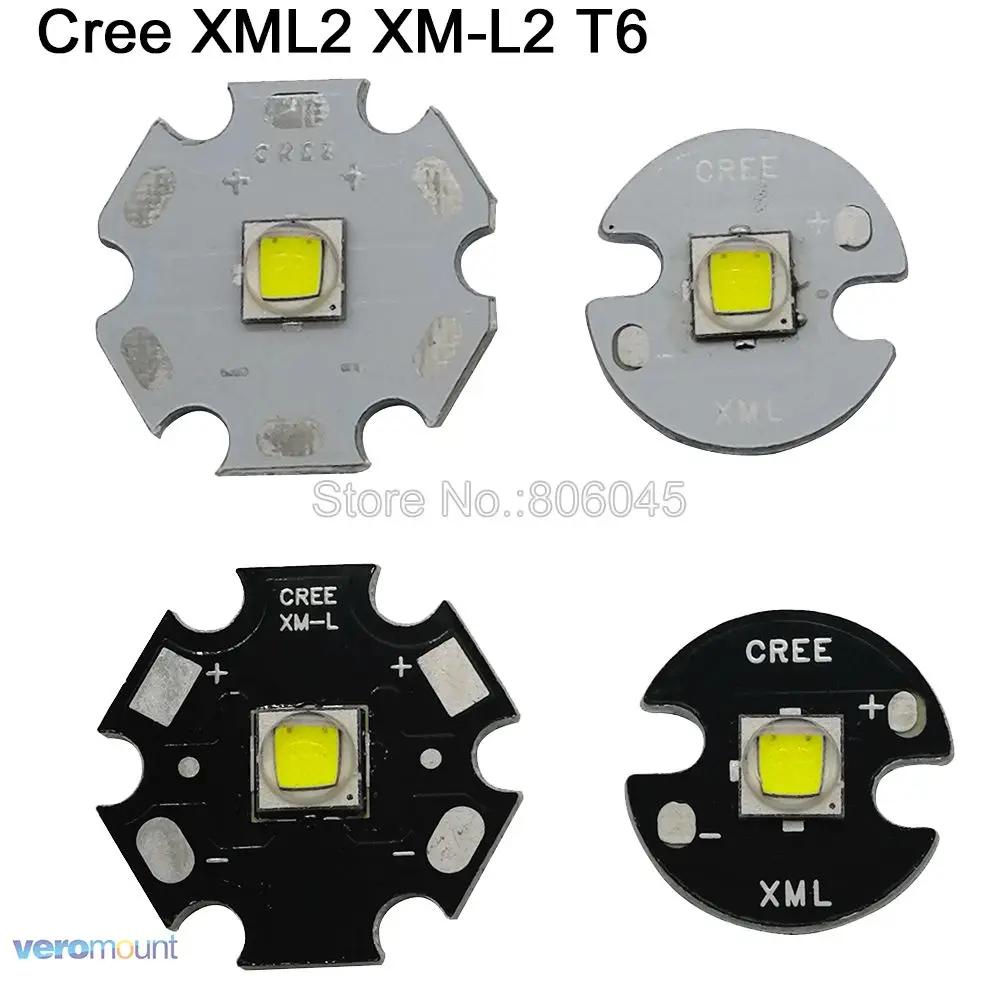 

Cree XLamp XM-L2 XML2 T6 10W Cool White 6500K High Power LED Light Emitter Bead for flashlight 16mm 20mm Black or White PCB