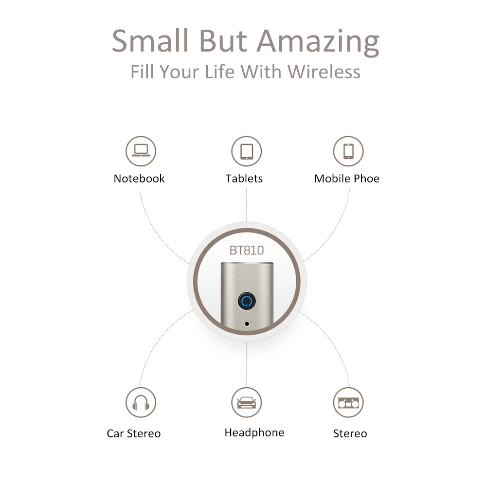 BT810 стиль Bluetooth 4,2 аудио приемник чистый металл 3,5 AUX 1 для 2 DIN Автомобильный Динамик общего наушники электроника для автомобиля