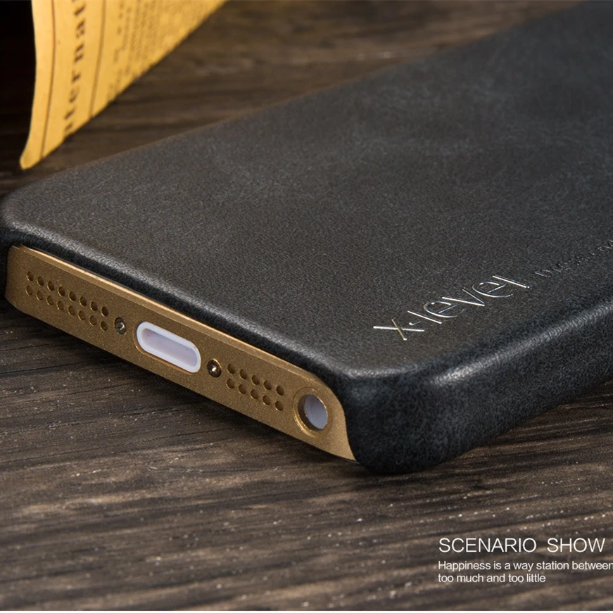 XLevel leather Phone Case For IPhone 5 Cases For IPhone 5S Back Cover For IPhone SE Business Vintage Half-wrapped Case Apple