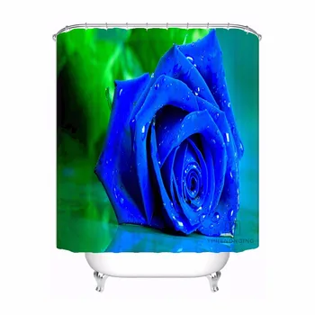 

Custom Red Rose Drops Rose Bath Curtain Bathroom Mildewproof Waterproof Polyester Shower Curtain#180417-04-78