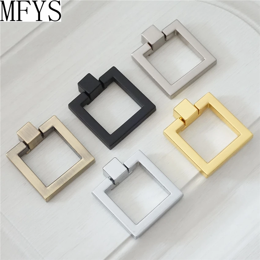 MFYS Drop Ring Pulls Handle Zinc Alloy Square Shape Furniture
