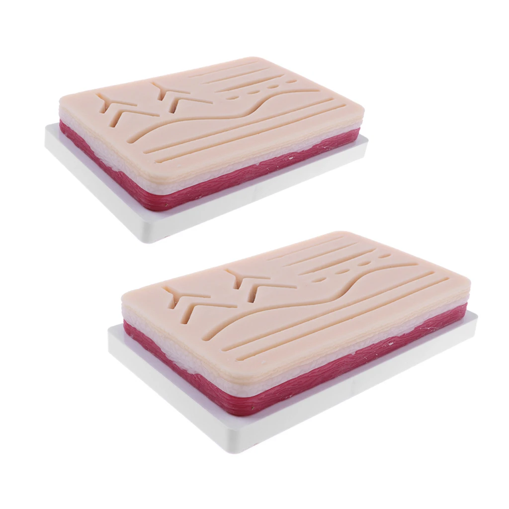 2 Sets Human Skin Wound Suture Pad Model Suturing Repeated Practice Kits School Medical Teaching Nurse Trainning Lab Supplies
