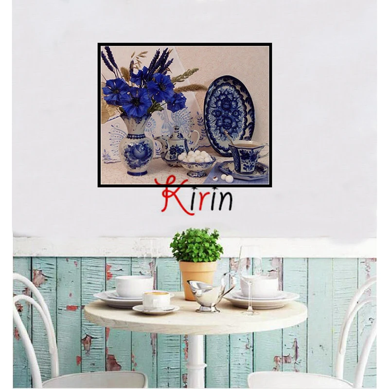 5D DIY Diamond Painting Blue and white Still life Diamond Embroidery Cross Stitch Rhinestone Mosaic Painting Home Decor44