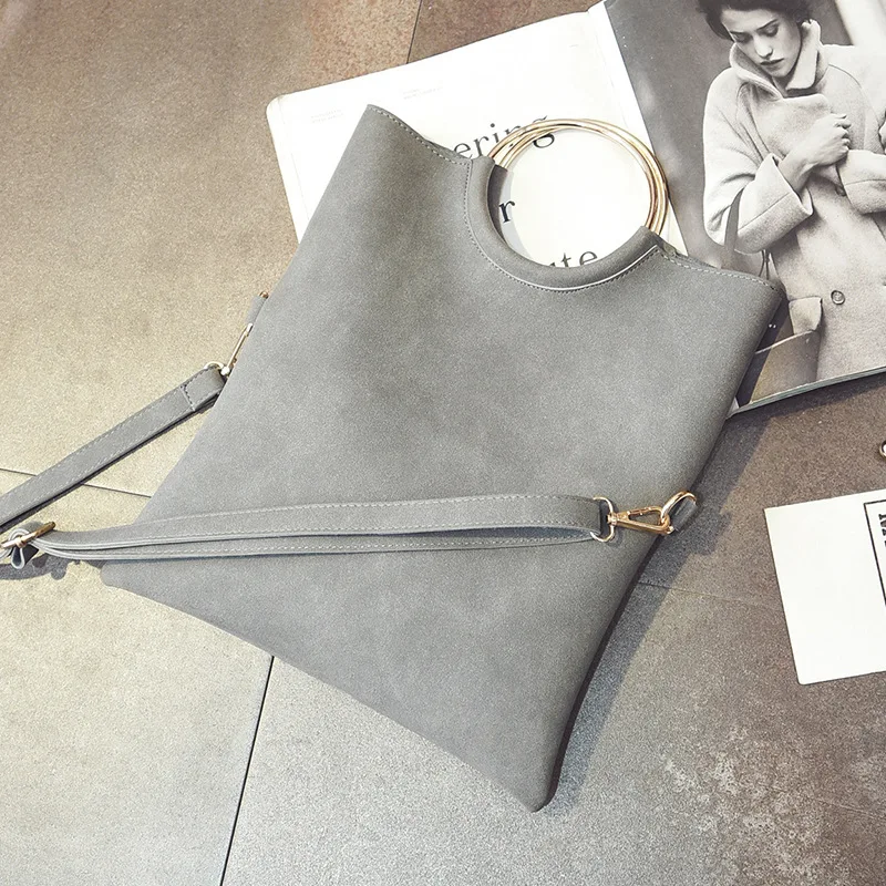 Fashion new 2 pcs Women Handbags High-quality Matte PU Leather Women bag Open Metal Ring Envelopes Portable Shoulder bag