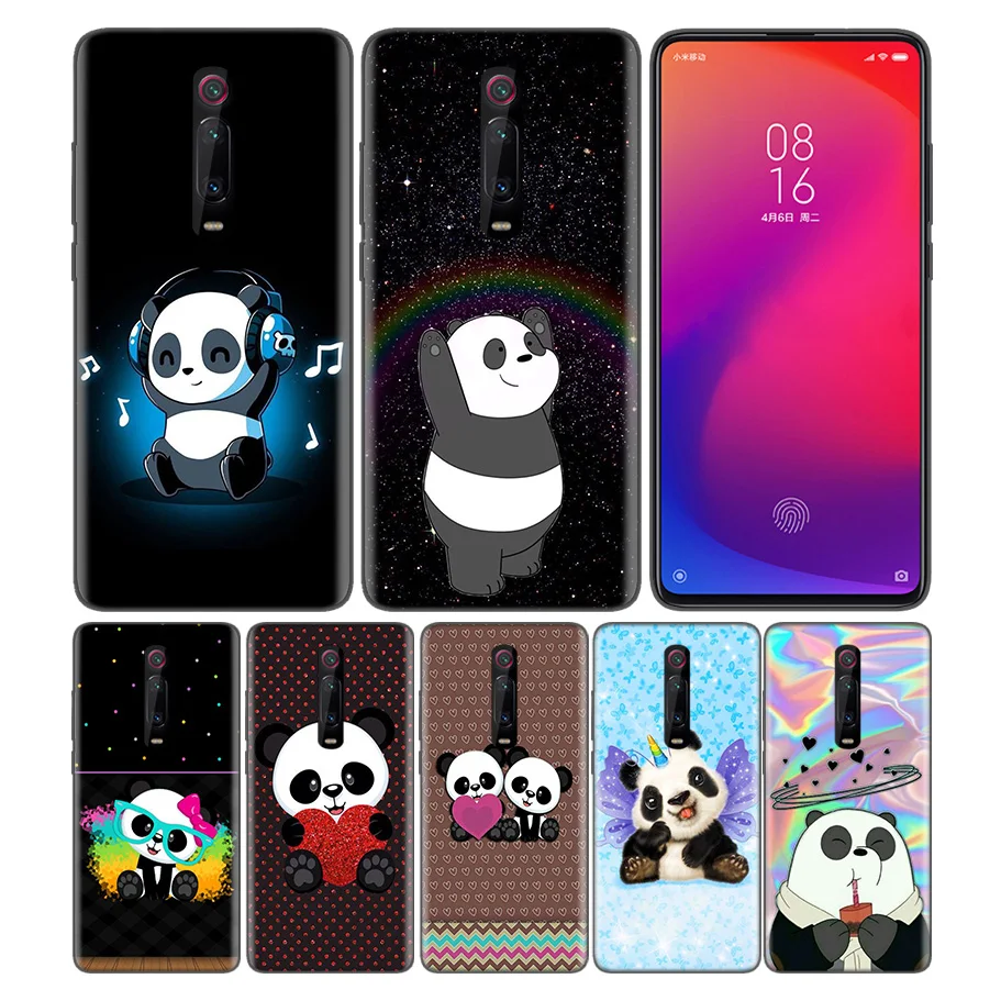 

Phone Pattern Black Rubber Soft Silicone Case Bag Cover for Redmi 7A Note 7 6 7S Y3 K20 Pro Core Shell New China Cute Panda
