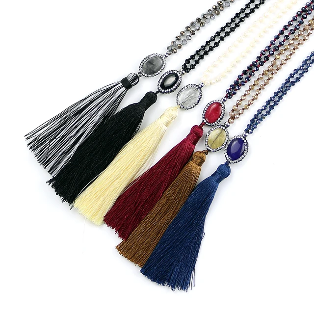 Фото ожерелье с кисточкой и бусинами inkdew для свитера цена